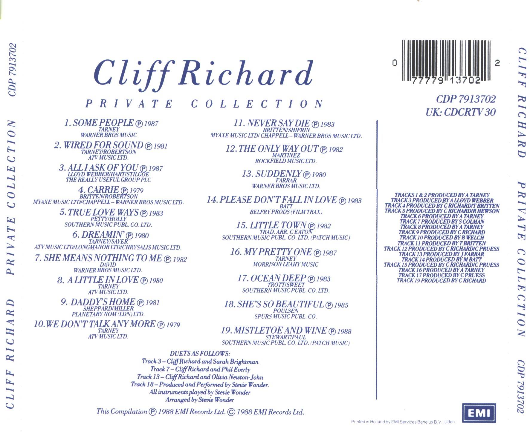 Cliff Richard Private Collection 1979 1988 : Back